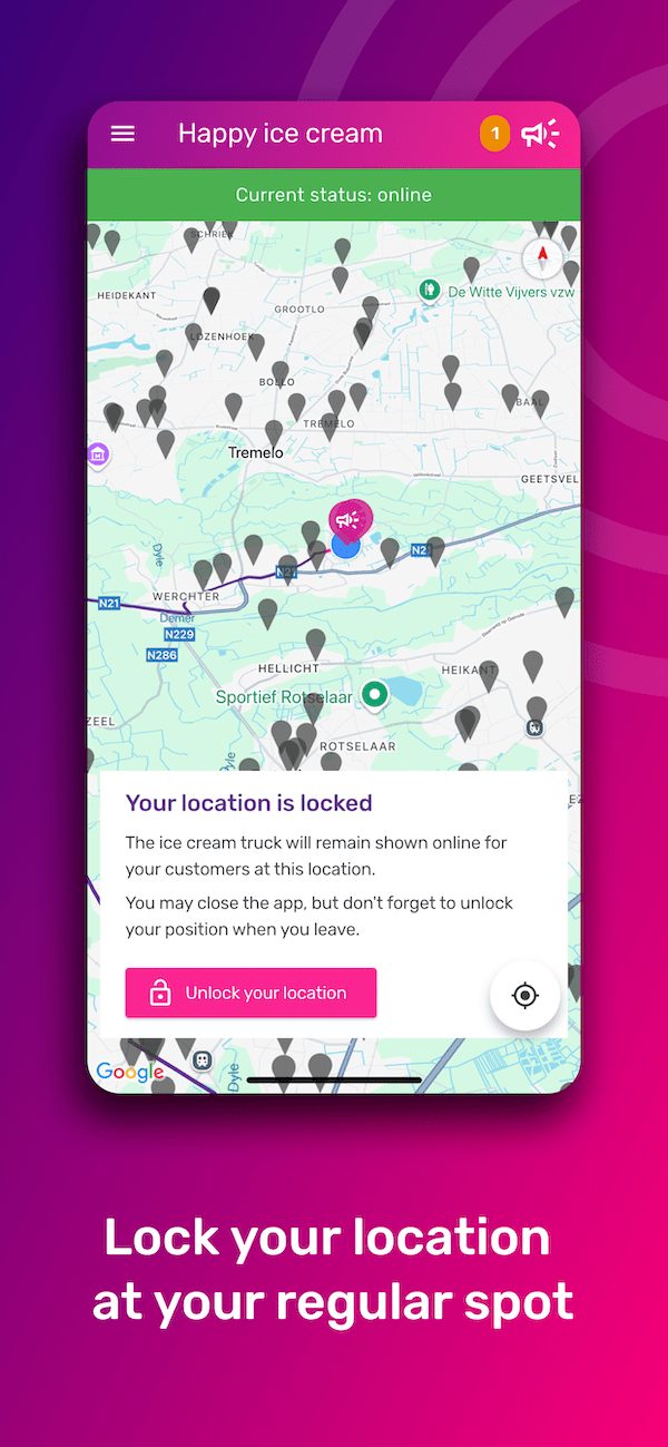 Lock the location of your ice cream truck at a fixed spot