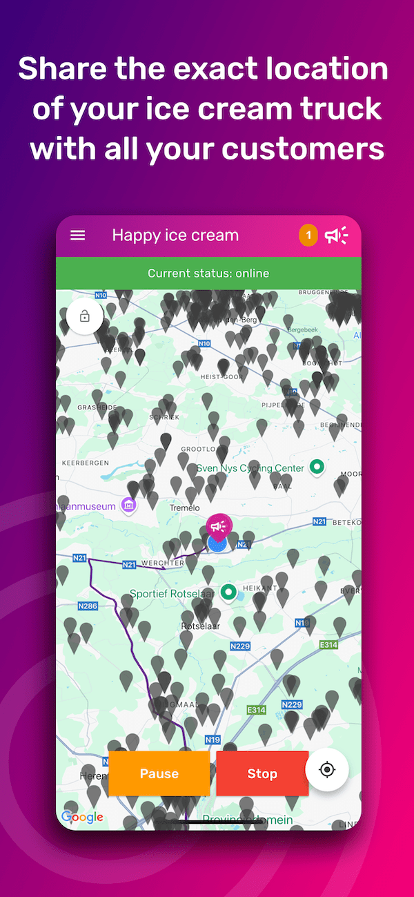 Share the location of your ice cream truck with your customers